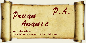 Prvan Ananić vizit kartica